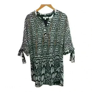 Umgee USA Tunic Dress  Tie Sleeves Green